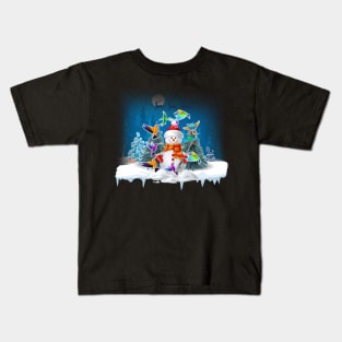 Hummingbird Snowman Merry Christmas Tee Hummingbird Lovers Kids T-Shirt